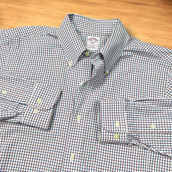 VINTAGE Brooks Brothers 346 Dress Shirts 16 1/2 -2/3 Plaid Check Men’s Retrowear - Picture 1 of 7